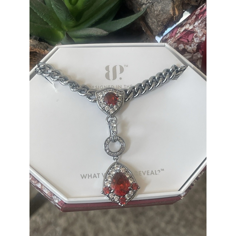 Bomb Party Jan 2025 Necklace "This is the One" RBP 8603, Garnet CZ On Hematite